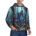 thumbnail image 1 of KLL Underwater Dolphin Print Mens Hoodie Long Sleeve Casual Pullover Hooded Sweatshirt Fashion Drawstring Hoodies with Pocket-Small, 1 of 6