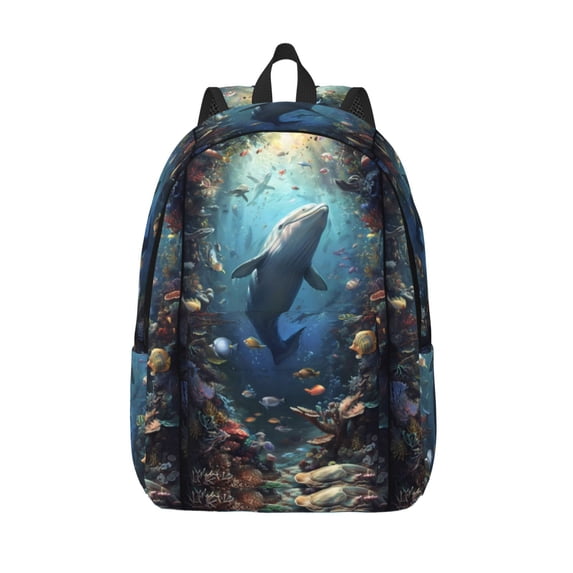 KLL Underwater Dolphin Print Travel Laptop Backpack - College Backpack Business Work Bag Nurse Bag Casual Daypack for Weekender Business Hiking -Medium