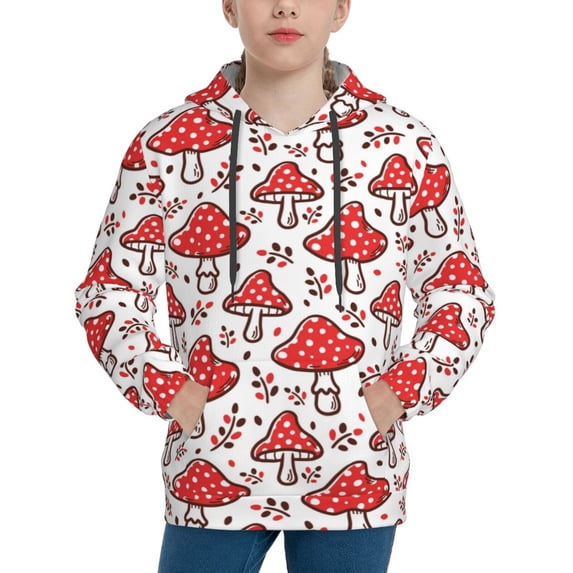 KLL Unisex Kids Boys Girls Hooded Pocket Pullover Hoodies-Amanita Red Mushroom