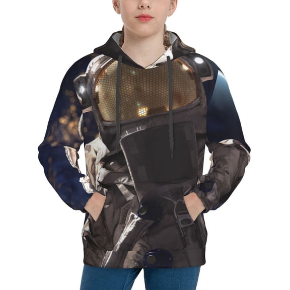 KLL Unisex Kids Boys Girls Hooded Pocket Pullover Hoodies-Astronaut