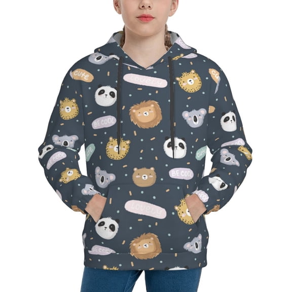 KLL Unisex Kids Boys Girls Hooded Pocket Pullover Hoodies-Cartoon Animals
