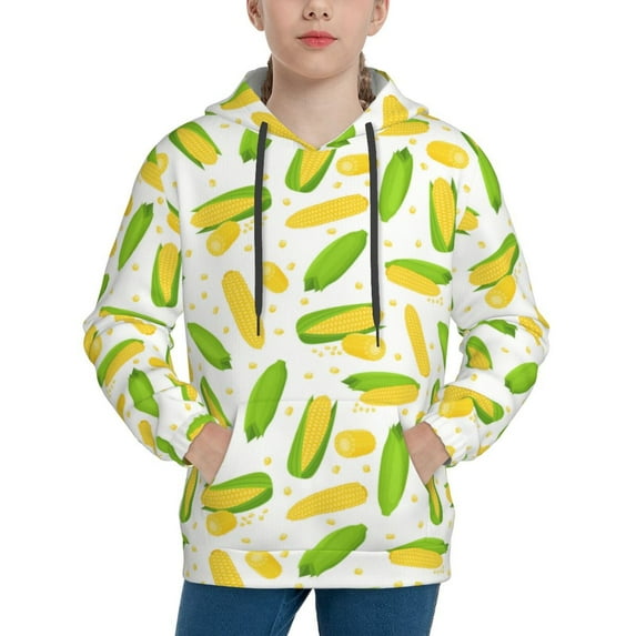 KLL Unisex Kids Boys Girls Hooded Pocket Pullover Hoodies-Cartoon Corn