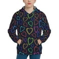 thumbnail image 1 of KLL Unisex Kids Boys Girls Hooded Pocket Pullover Hoodies-Colored Hearts, 1 of 6
