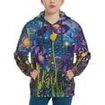 thumbnail image 1 of KLL Unisex Kids Boys Girls Hooded Pocket Pullover Hoodies-Cosmic Purple Irises, 1 of 5