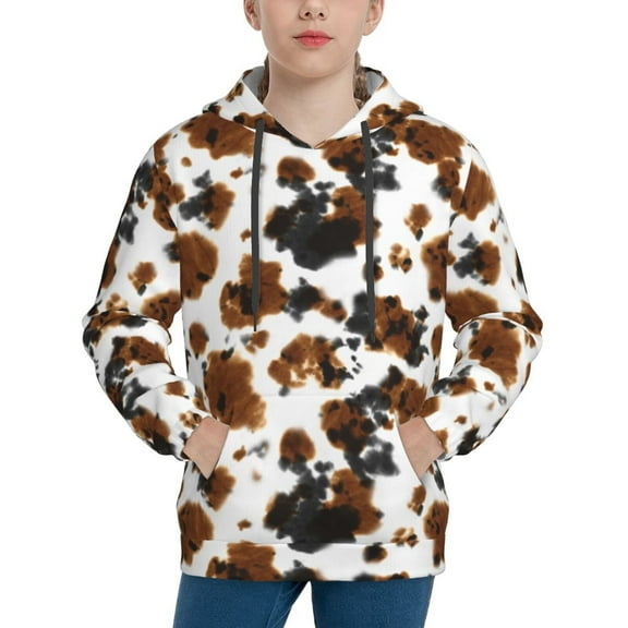 KLL Unisex Kids Boys Girls Hooded Pocket Pullover Hoodies-Cow Tie Dye