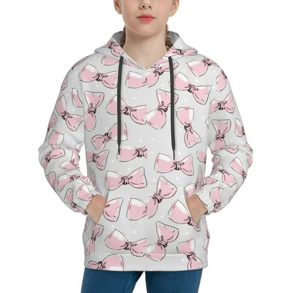 KLL Unisex Kids Boys Girls Hooded Pocket Pullover Hoodies-Cute Bow Tie