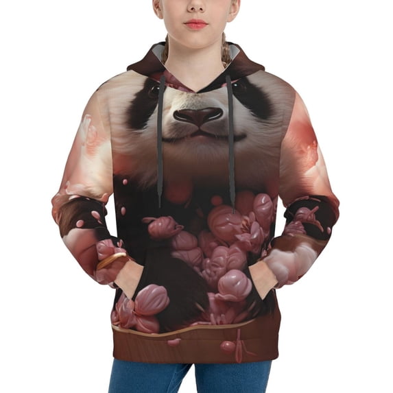 KLL Unisex Kids Boys Girls Hooded Pocket Pullover Hoodies-Cute Cloud Panda
