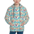 thumbnail image 1 of KLL Unisex Kids Boys Girls Hooded Pocket Pullover Hoodies-Cute Corgi Head, 1 of 6