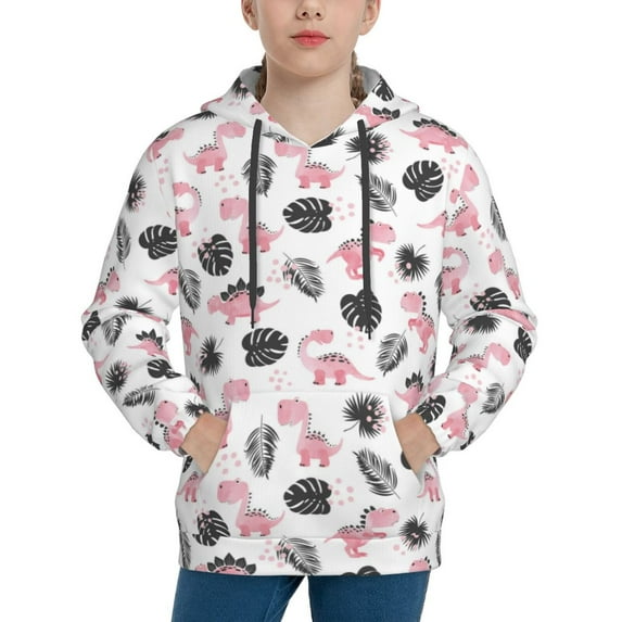 KLL Unisex Kids Boys Girls Hooded Pocket Pullover Hoodies-Cute Dinosaur