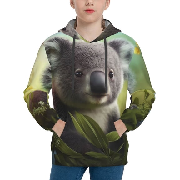 KLL Unisex Kids Boys Girls Hooded Pocket Pullover Hoodies-Daisy Koala