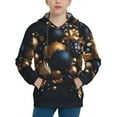 thumbnail image 1 of KLL Unisex Kids Boys Girls Hooded Pocket Pullover Hoodies-Elegant Golden Blue Ornaments, 1 of 5