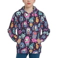 thumbnail image 1 of KLL Unisex Kids Boys Girls Hooded Pocket Pullover Hoodies-Funny colorful skull ghost, 1 of 5