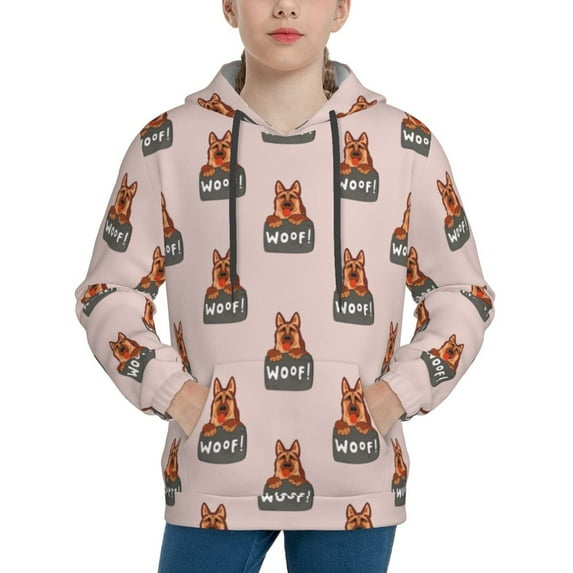 KLL Unisex Kids Boys Girls Hooded Pocket Pullover Hoodies-German Shepherd Dog