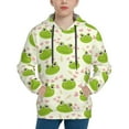 thumbnail image 1 of KLL Unisex Kids Boys Girls Hooded Pocket Pullover Hoodies-Green Frog, 1 of 5