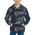 thumbnail image 1 of KLL Unisex Kids Boys Girls Hooded Pocket Pullover Hoodies-Hand Drawn Rockets, 1 of 6