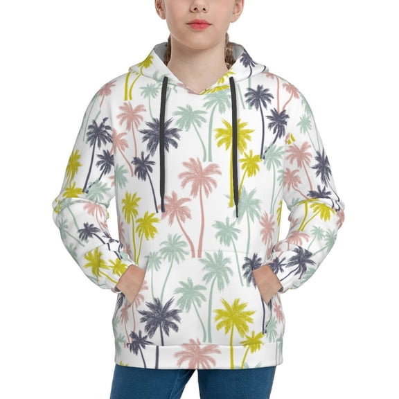 KLL Unisex Kids Boys Girls Hooded Pocket Pullover Hoodies-Hawaiian Coconut Tree