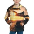 thumbnail image 1 of KLL Unisex Kids Boys Girls Hooded Pocket Pullover Hoodies-Hawaiian Sunset Beach, 1 of 5