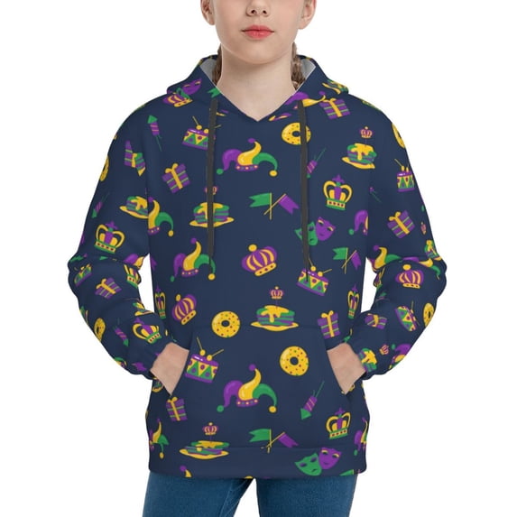 KLL Unisex Kids Boys Girls Hooded Pocket Pullover Hoodies-Mardi Gras Carnival