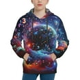 thumbnail image 1 of KLL Unisex Kids Boys Girls Hooded Pocket Pullover Hoodies-Outer Space Floating Numbers And Letters, 1 of 5