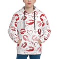 thumbnail image 1 of KLL Unisex Kids Boys Girls Hooded Pocket Pullover Hoodies-Red Lips, 1 of 5