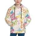thumbnail image 1 of KLL Unisex Kids Boys Girls Hooded Pocket Pullover Hoodies-Retro Colorful Butterfly, 1 of 5