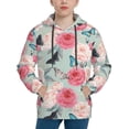 thumbnail image 1 of KLL Unisex Kids Boys Girls Hooded Pocket Pullover Hoodies-Roses and Butterflies, 1 of 6
