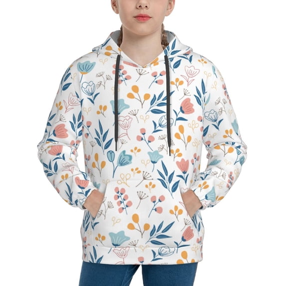 KLL Unisex Kids Boys Girls Hooded Pocket Pullover Hoodies-Tulips Flowers