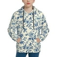 thumbnail image 1 of KLL Unisex Kids Boys Girls Hooded Pocket Pullover Hoodies-Vintage Blue Floral, 1 of 5