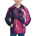 thumbnail image 1 of KLL Unisex Kids Boys Girls Hooded Pocket Pullover Hoodies-Watercolor Painting White Horse, 1 of 5