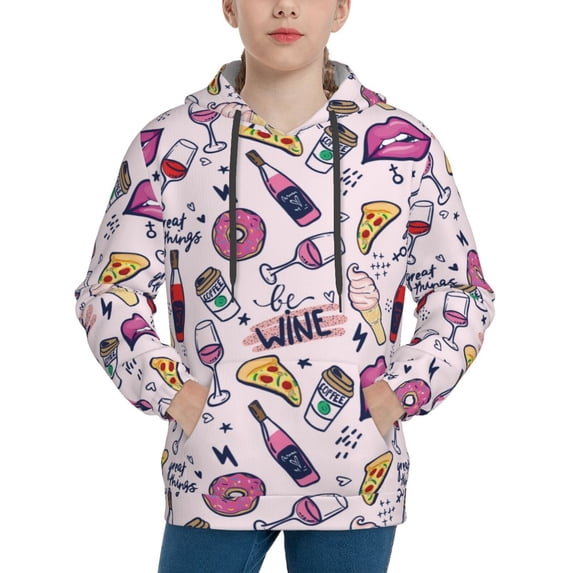 KLL Unisex Kids Boys Girls Hooded Pocket Pullover Hoodies-Wine