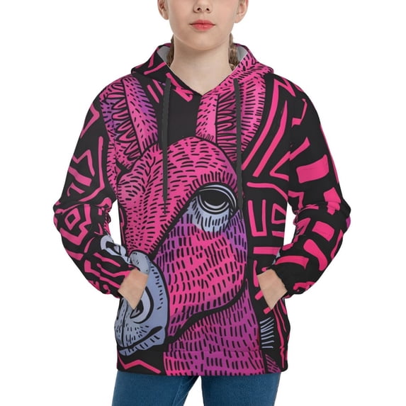 KLL Unisex Kids Boys Girls Hooded Pocket Pullover Hoodies-ink Donkey Pop Art