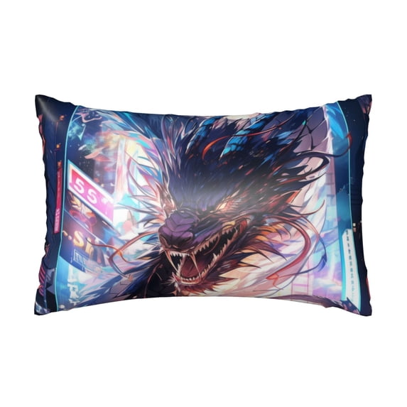 KLL Urban Style Colorful Dragon Pattern Silk Pillowcase for Hair and Skin Standard Size 20"X 30" Soft Breathable Pillow Covers for Sleeping