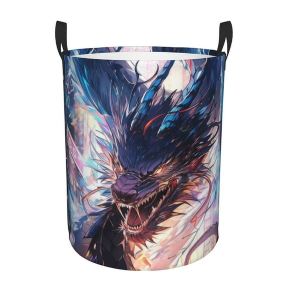 KLL Urban Style Colorful Dragon Waterproof Foldable Laundry Hamper Bucket with Handles for Storage Bin,Kids Room,Home Organizer (Small )