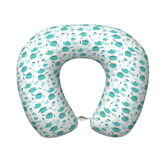 KLL Utensiles Pattern Memory Foam Cervical Neck Pillow Versatile U-Shaped Pillows for Home/Office/Camping/Travelling/Soft Washable Cover