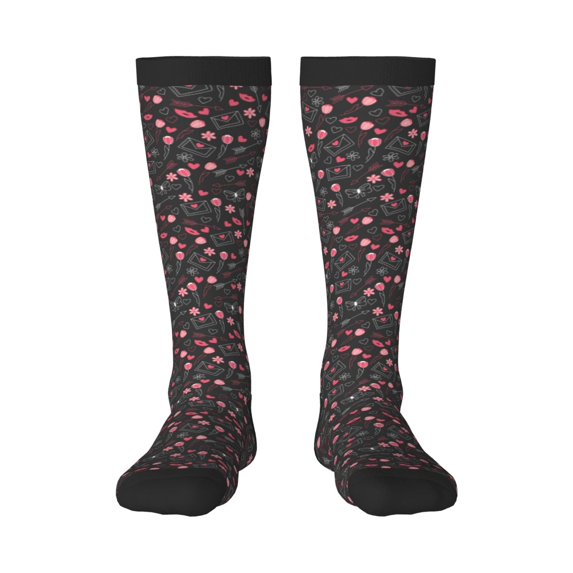 KLL Valentine'S Day Print Cool Socks Men's Women's Crew Socks Funny Crazy Novelty Stockings