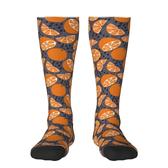 KLL Various Oranges Print Cool Socks Men's Women's Crew Socks Funny Crazy Novelty Stockings
