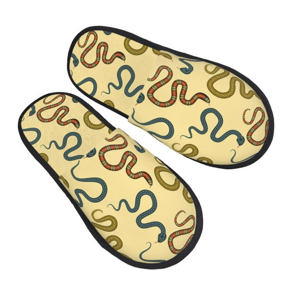 KLL Various Snake Slippers for Women Men House Slip on Indoor Outdoor Bedroom Furry Fleece Lined Ladies Comfy Anti-Skid Rubber Hard Sole-Large