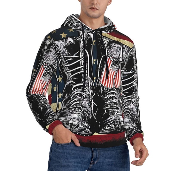 KLL Veterans Day1 Print Mens Hoodie Long Sleeve Casual Pullover Hooded Sweatshirt Fashion Drawstring Hoodies with Pocket-4X-Large