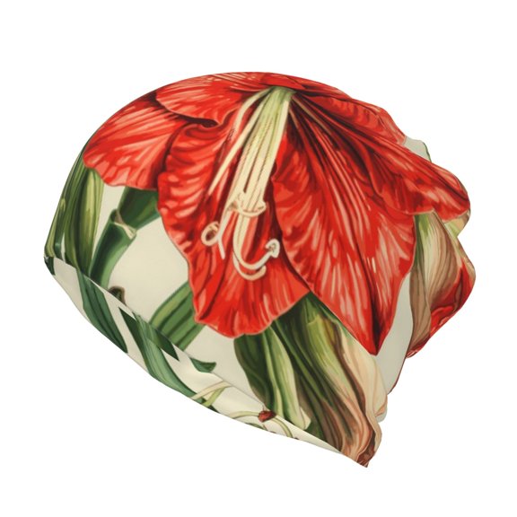 KLL Vibrant Amaryllis Flowers Pirnt Wicking Running Beanie Head Wrap Cycling Bandana for Men Women