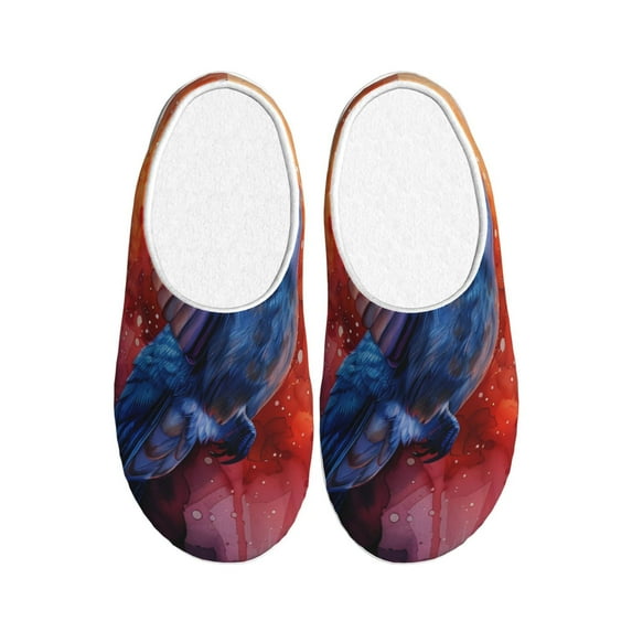 KLL Vibrant Hummingbird Watercolor Art Pattern Adult Unisex Cozy Slippers,Fuzzy Slip-on Slippers TPR Sole Slippers Comfort Plush Home Footwear for Indoor & Outdoor-13