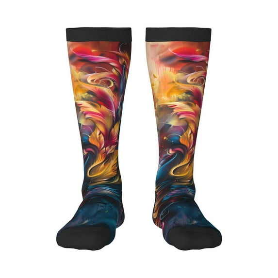 KLL Vibrant Rooster Painting Print Cool Socks Men's Women's Crew Socks Funny Crazy Novelty Stockings