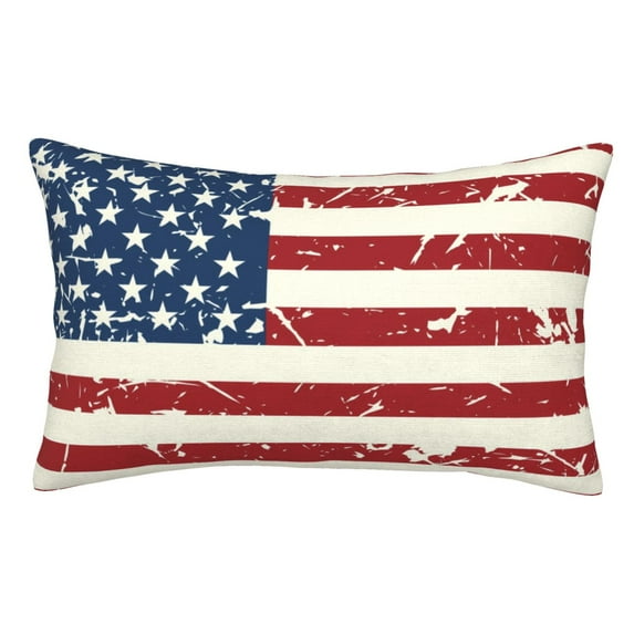 KLL Vintage American Flag Pillow Covers Envelope Closure,Super Soft and Cozy Fuzzy Fleece Pillow Case Cover 16"x24"