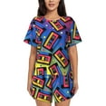 thumbnail image 1 of KLL Vintage Audio Cassettes Print Pajama Set for Women Short Sleeve Sleepwear Pjs Soft 2 Piece Lounge Sleepwear Sets-Large, 1 of 6