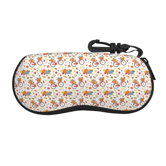 KLL Vintage Autumn Pumpkins Print Eyeglass Case for Men & Women's Classy Travel Eyewear Holder Case Zipper Eyeglasses Case With Hook