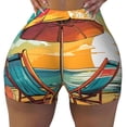 thumbnail image 1 of KLL Vintage Beach Sunset Pattern Workout Shorts for Women Scrunch Short Gym Yoga Running Sport Active Exercise Fitness Shorts, 1 of 5