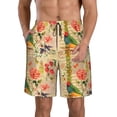 thumbnail image 1 of KLL Vintage Bird Men's Casual Summer Beach Shorts Hawaiian Shorts with Pockets-Small, 1 of 5
