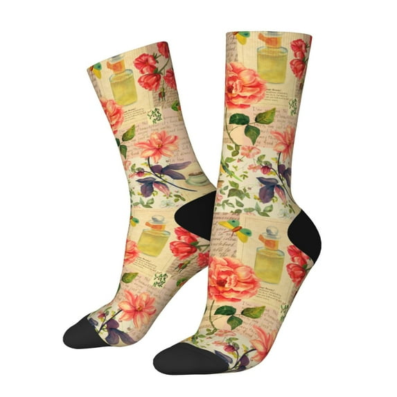 KLL Vintage Bird Print Cool Socks Men's Women's Crew Socks Funny Crazy Novelty Stockings