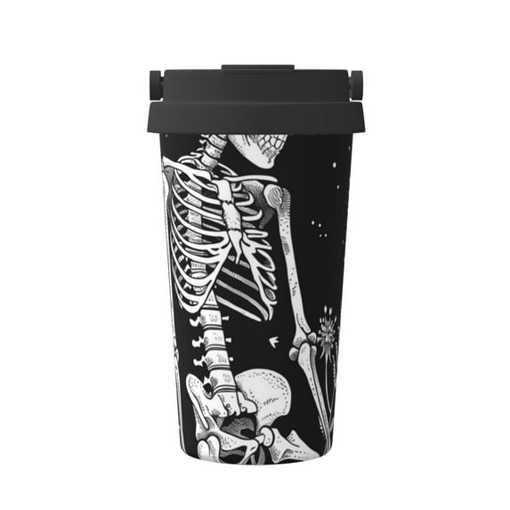 KLL Vintage Black white Plant skull Pattern Stainless Steel Vacuum Insulated Tumbler - Carry Insulated Coffee Mug - Reusable Insulated Cold Brew Iced Coffee Cup Thermos