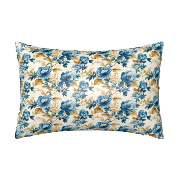 KLL Vintage Blue Flowers Pattern Silk Pillowcase for Hair and Skin Standard Size 20"X 30" Soft Breathable Pillow Covers for Sleeping