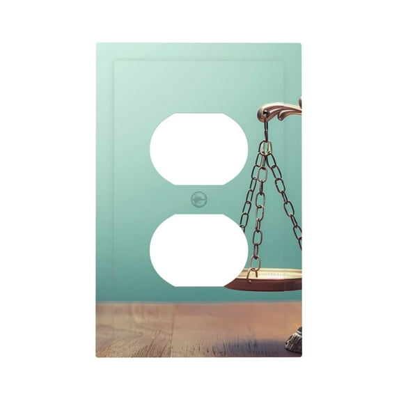 KLL Vintage Brass Balance Scale Pattern Electrical Outlet Covers, 3" x 5" 1 Pack Electric Receptacle Plug Covers for Decorator Receptacle Outlet & Switch-Style S